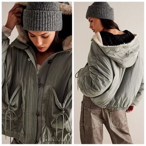 Free People Sage Green Bomber Jacket